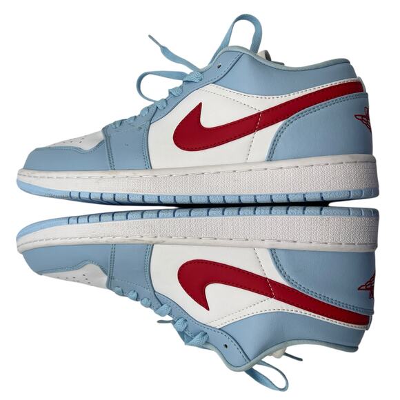 Nike Air Jordan 1 Low Blue Red White Leather Swoosh Womens 11 DC0774-164 Sneaker - Picture 11 of 16